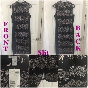 NWT H&M Black & Pink Midi Dress